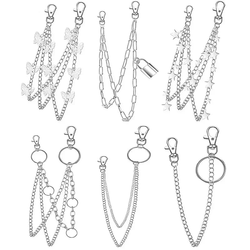 Ring Star Layered Punk Rock Chain Belts