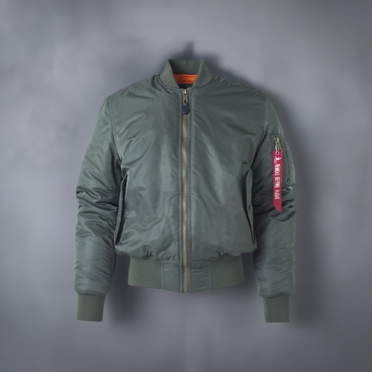 Military Green Thick Bomber jacket foldingup