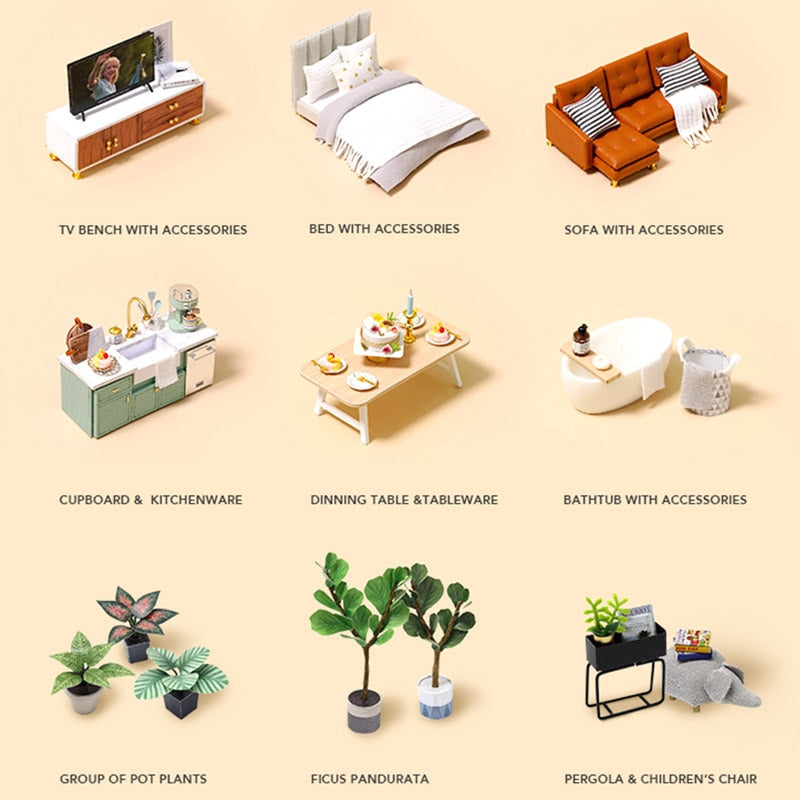 Mini DIY Dollhouse Wooden