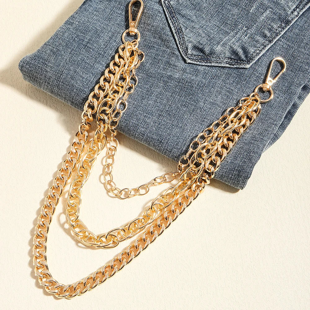 Hip hop Heavy metal style Pants Chain Men's and women's overalls