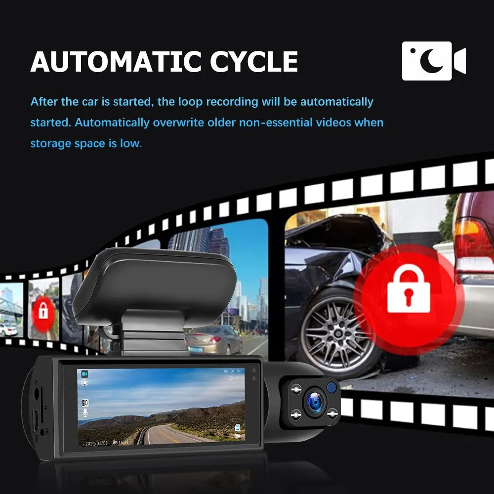 Dash Cam Car DVR Wide-angle 2-record front and inside Video High-definition Night Vision 1080P Driving Recorder