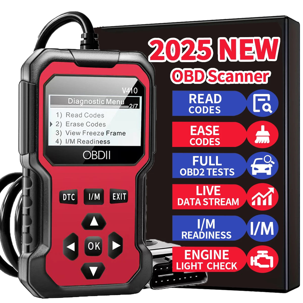 OBD2 Car Diagnostic Scanner - Engine Fault Code Reader
