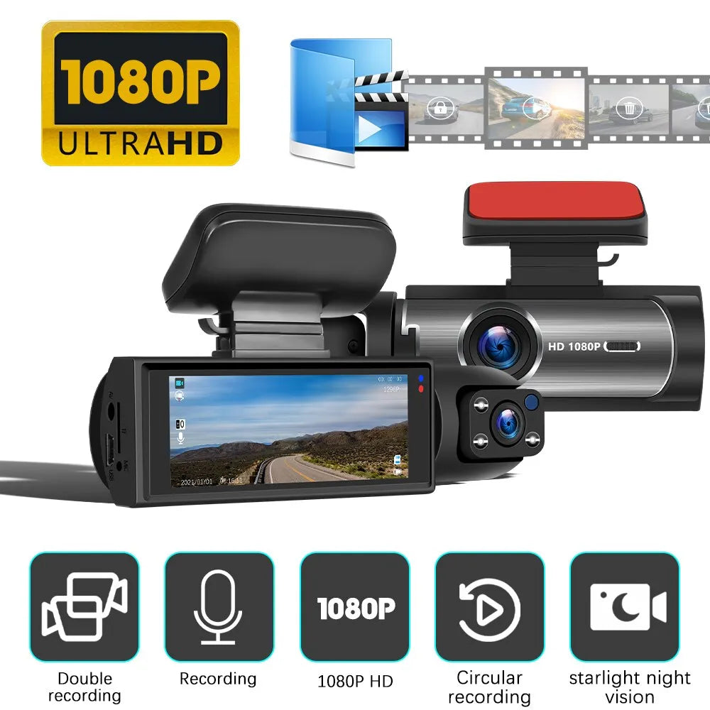 Dash Cam Car DVR Wide-angle 2-record front and inside Video High-definition Night Vision 1080P Driving Recorder