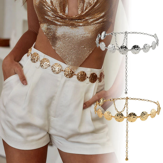 Golden Irregular Body Chain: Elegant Ladies' Accessory