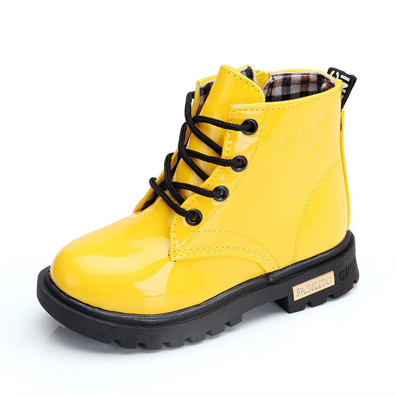 Kids Leather Waterproof Plush Boots