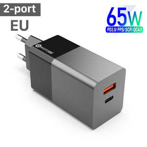 65W GaN 3-Port USB Type-C AC Wall Charger