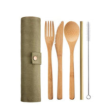 Load image into Gallery viewer, Reusable Bamboo Cutlery Set