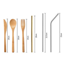 Load image into Gallery viewer, Reusable Bamboo Cutlery Set