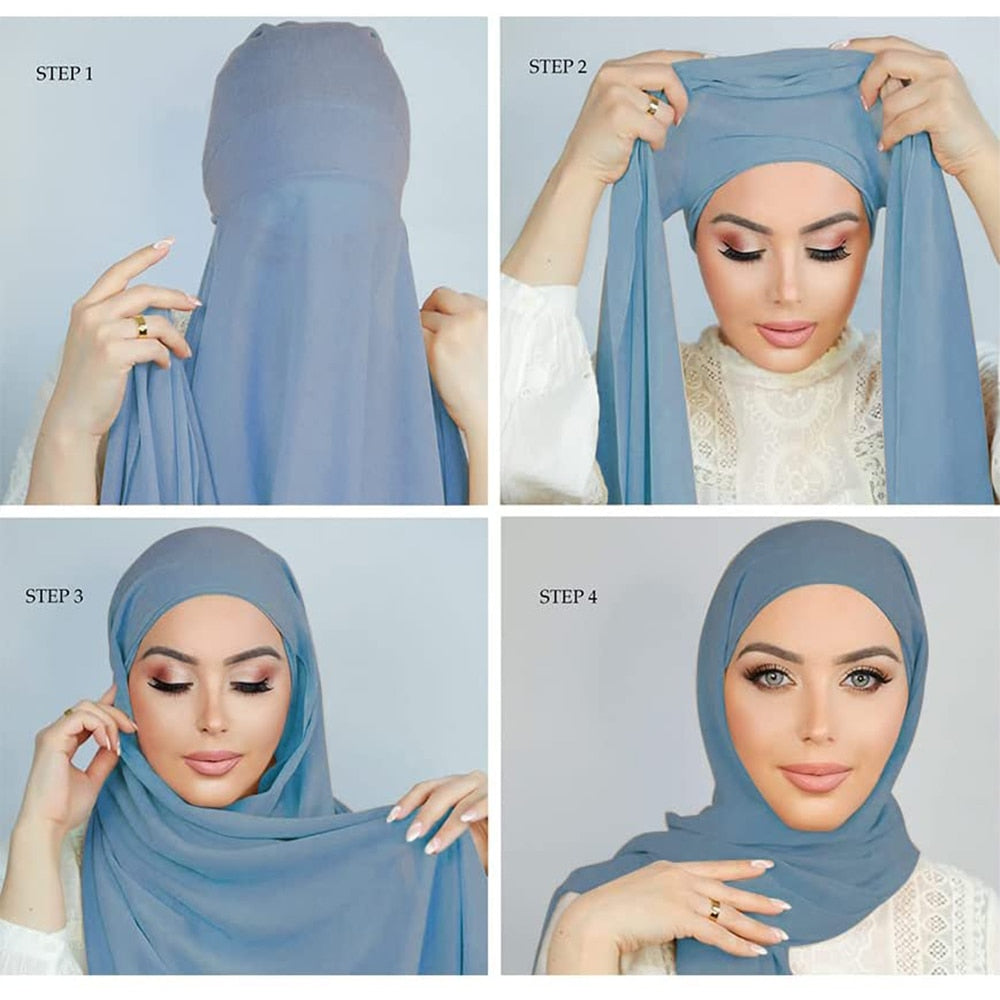 Chiffon Hijab With Cap scarf