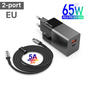 65W GaN 3-Port USB Type-C AC Wall Charger