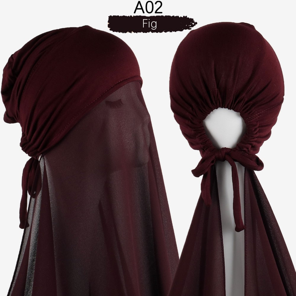 Chiffon Hijab With Cap scarf