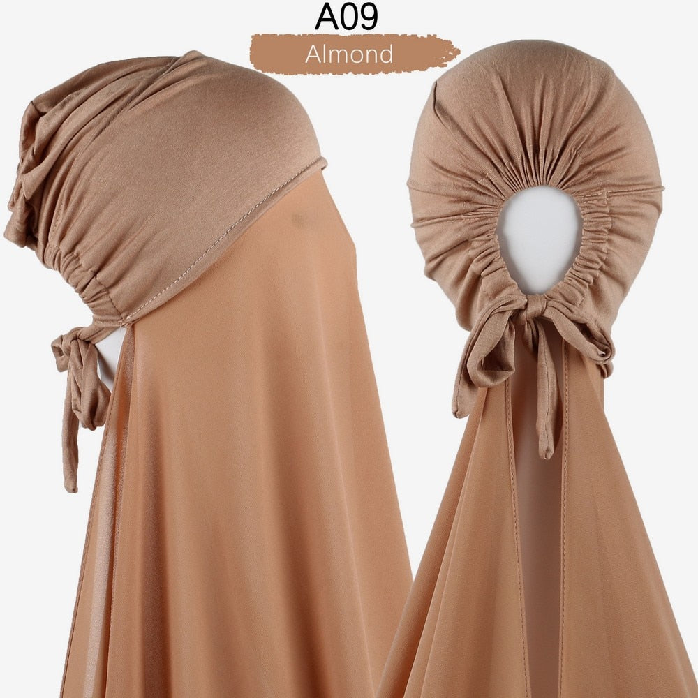 Chiffon Hijab With Cap scarf