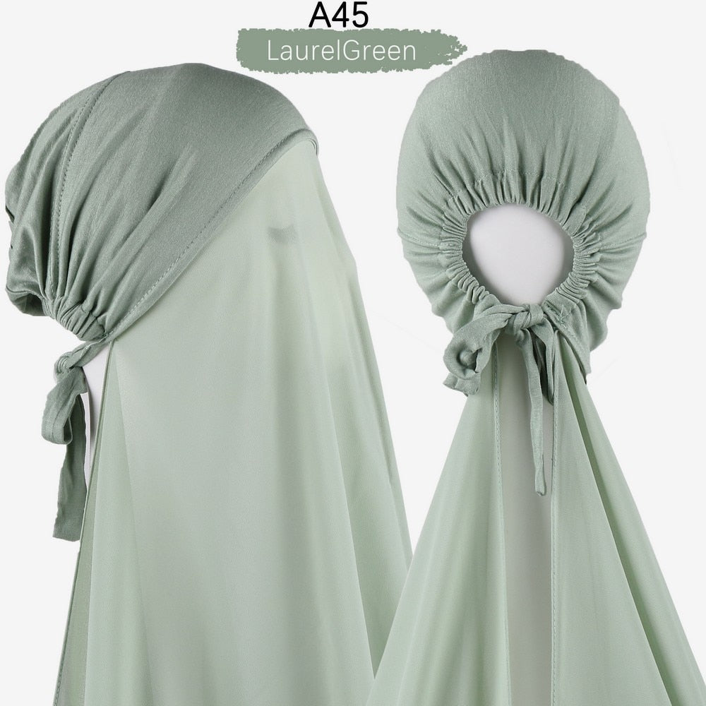 Chiffon Hijab With Cap scarf