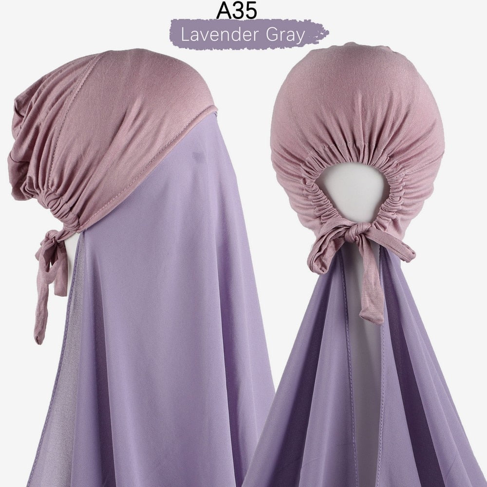 Chiffon Hijab With Cap scarf