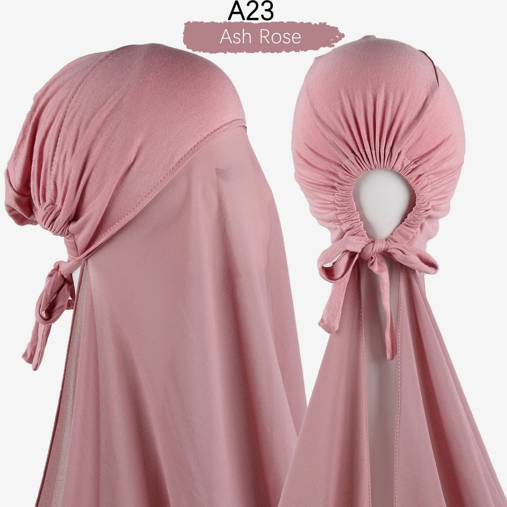 Chiffon Hijab With Cap scarf