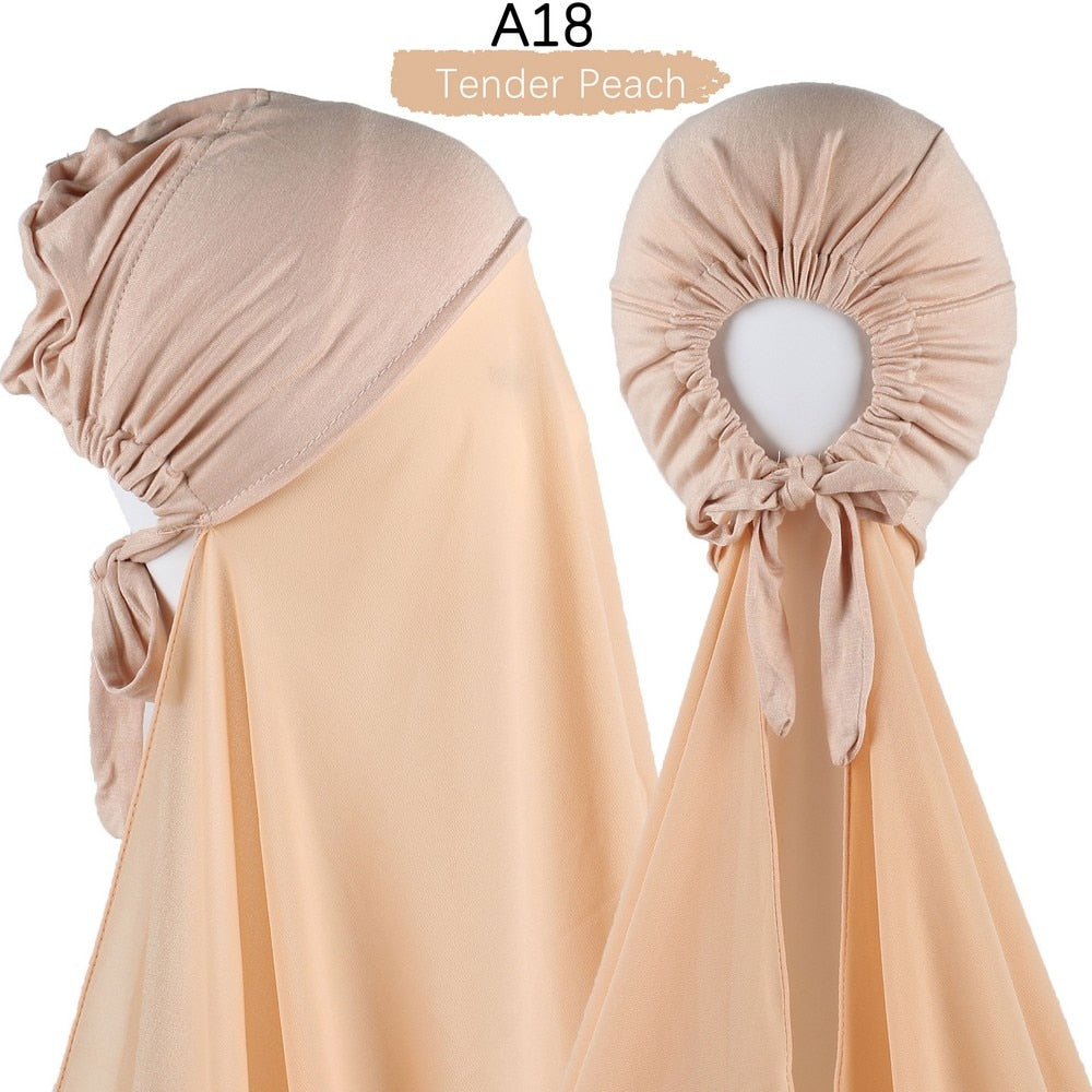 Chiffon Hijab With Cap scarf