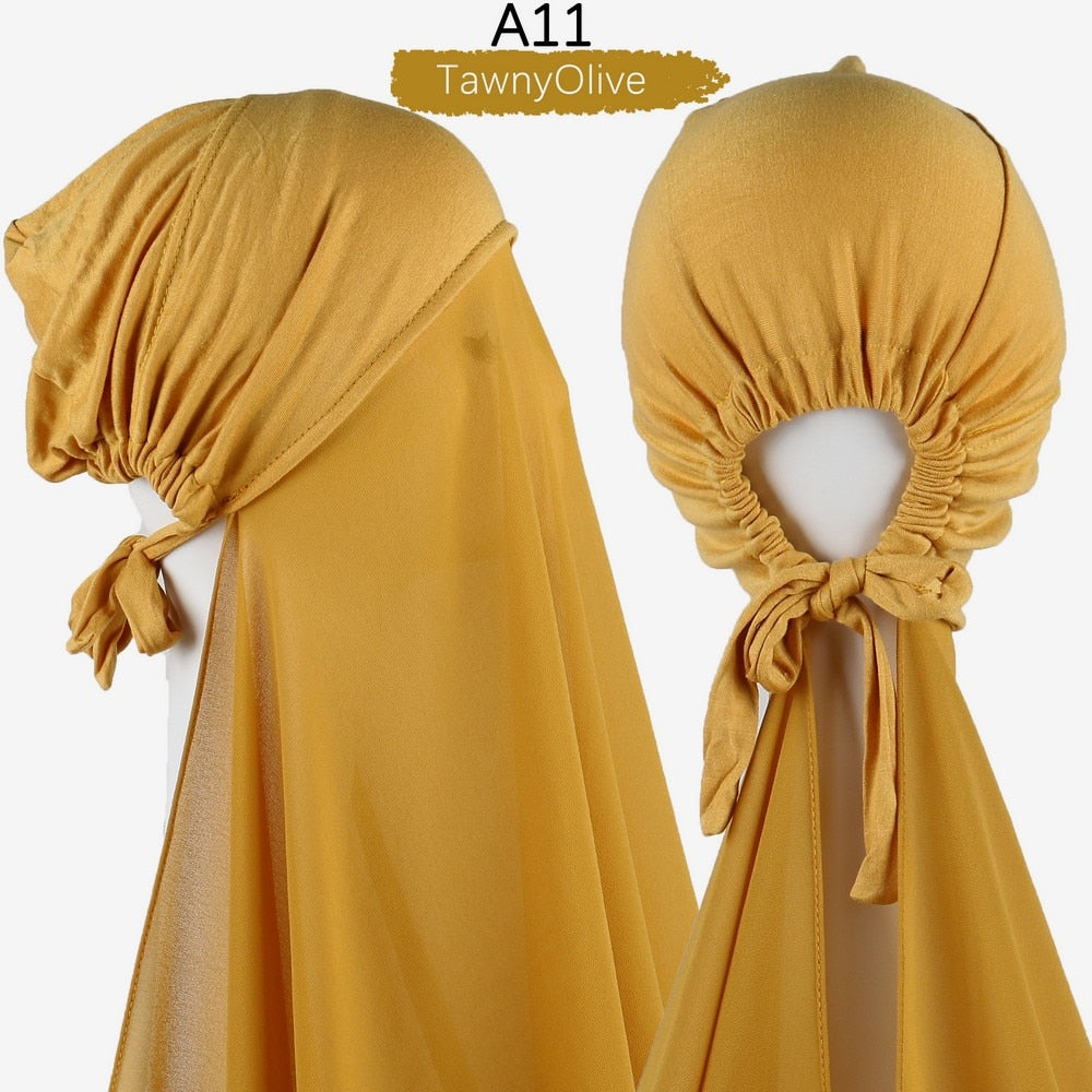 Chiffon Hijab With Cap scarf