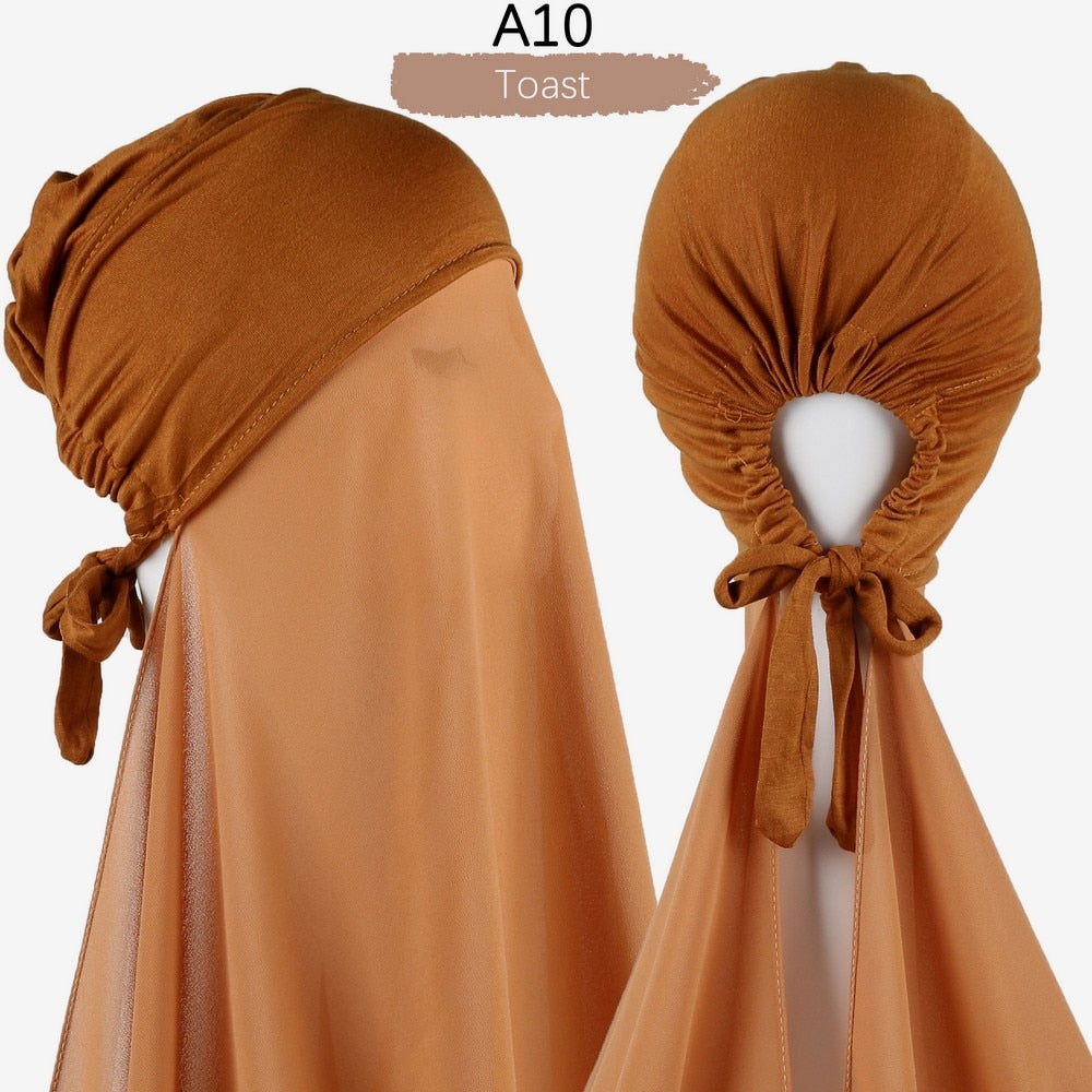 Chiffon Hijab With Cap scarf