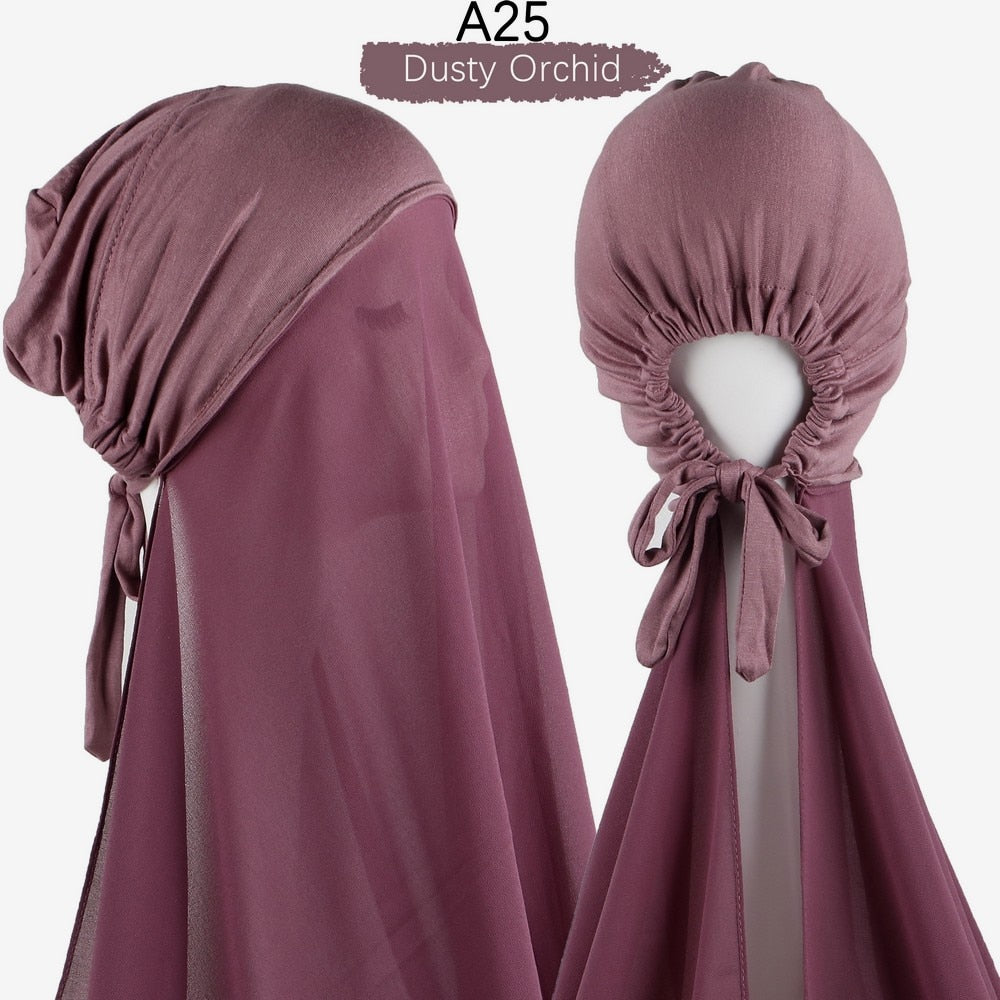 Chiffon Hijab With Cap scarf