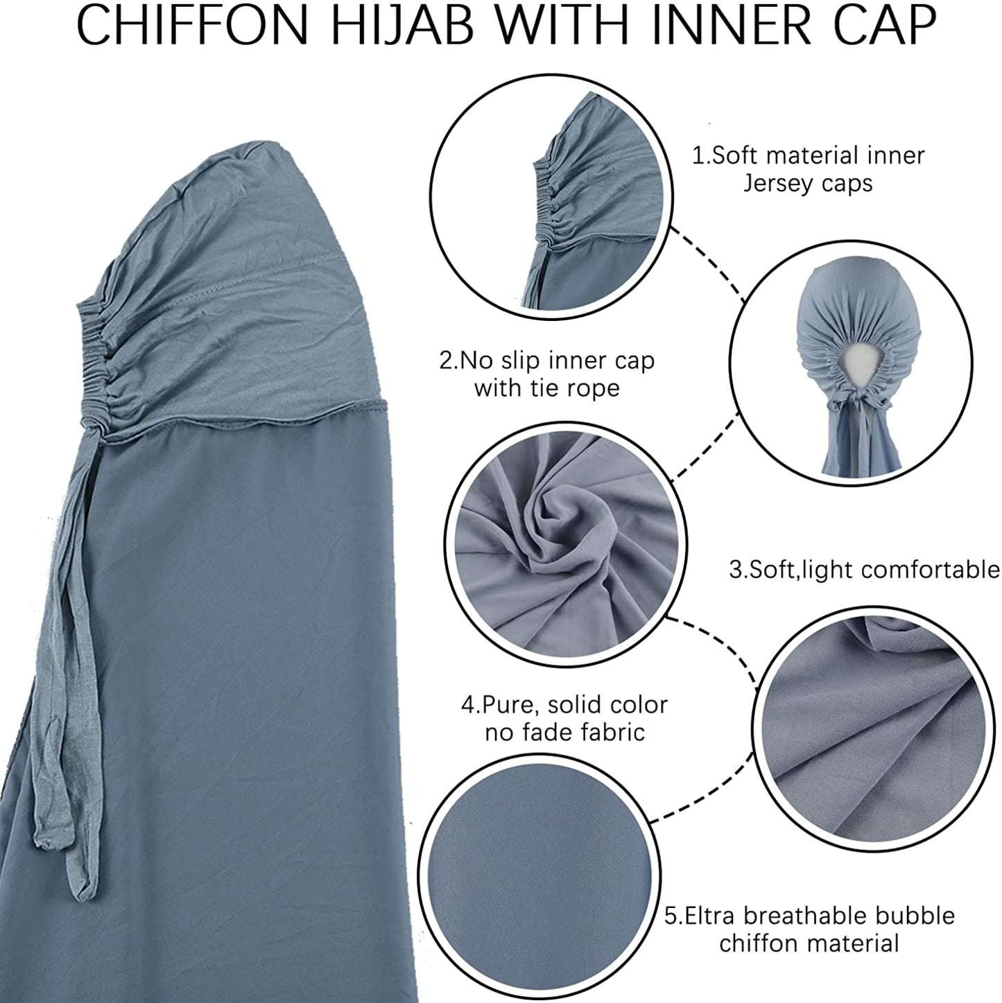 Chiffon Hijab With Cap scarf