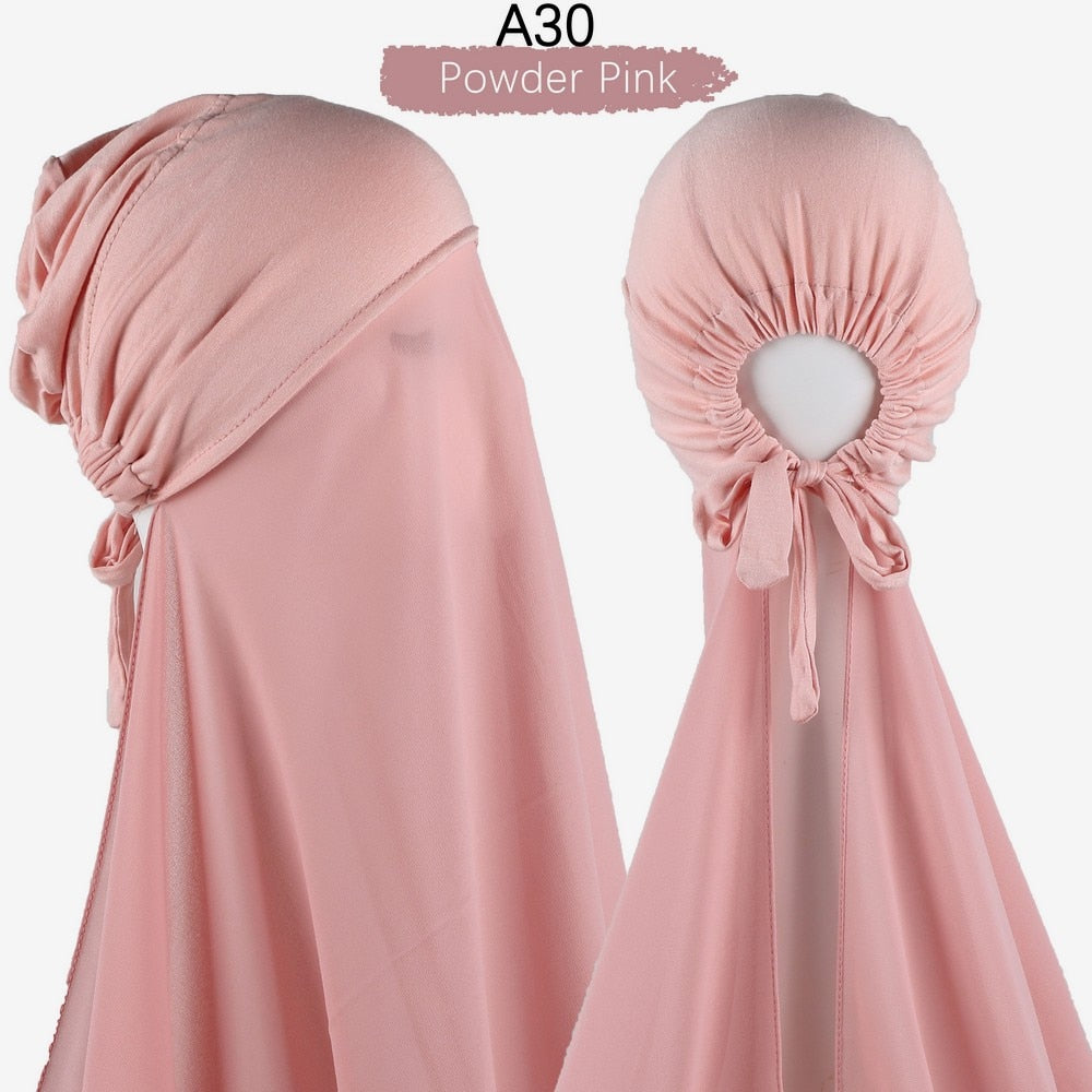 Chiffon Hijab With Cap scarf