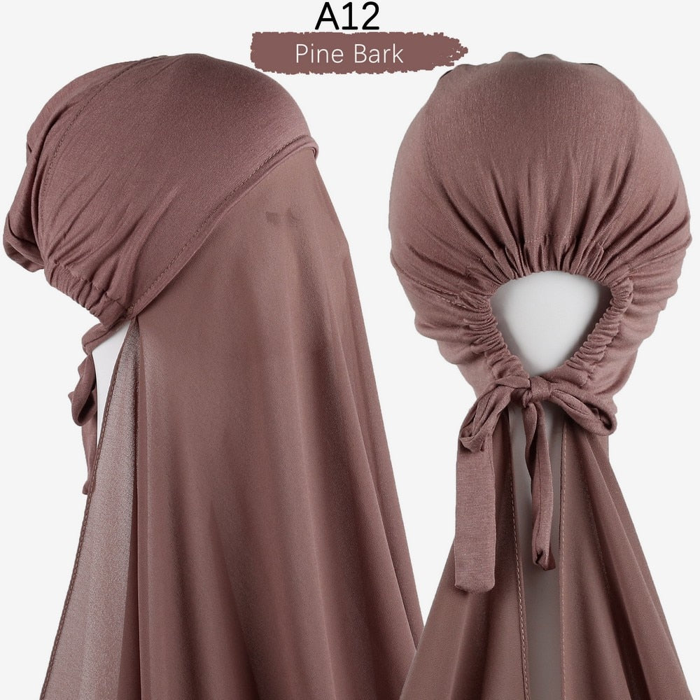 Chiffon Hijab With Cap scarf