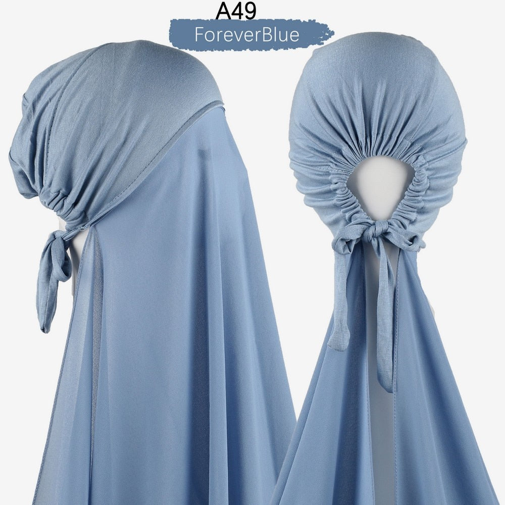 Chiffon Hijab With Cap scarf