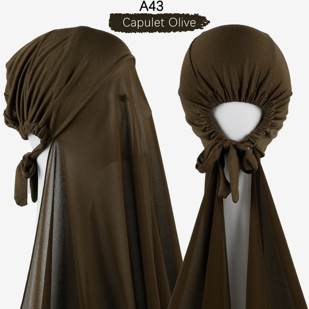 Chiffon Hijab With Cap scarf