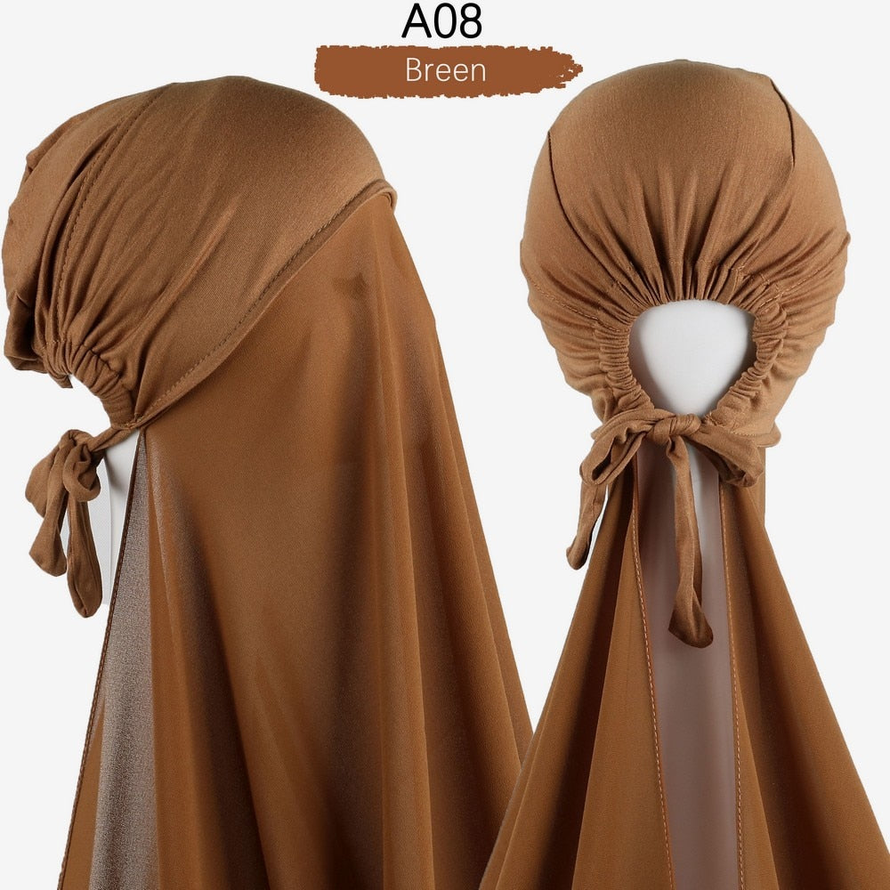 Chiffon Hijab With Cap scarf