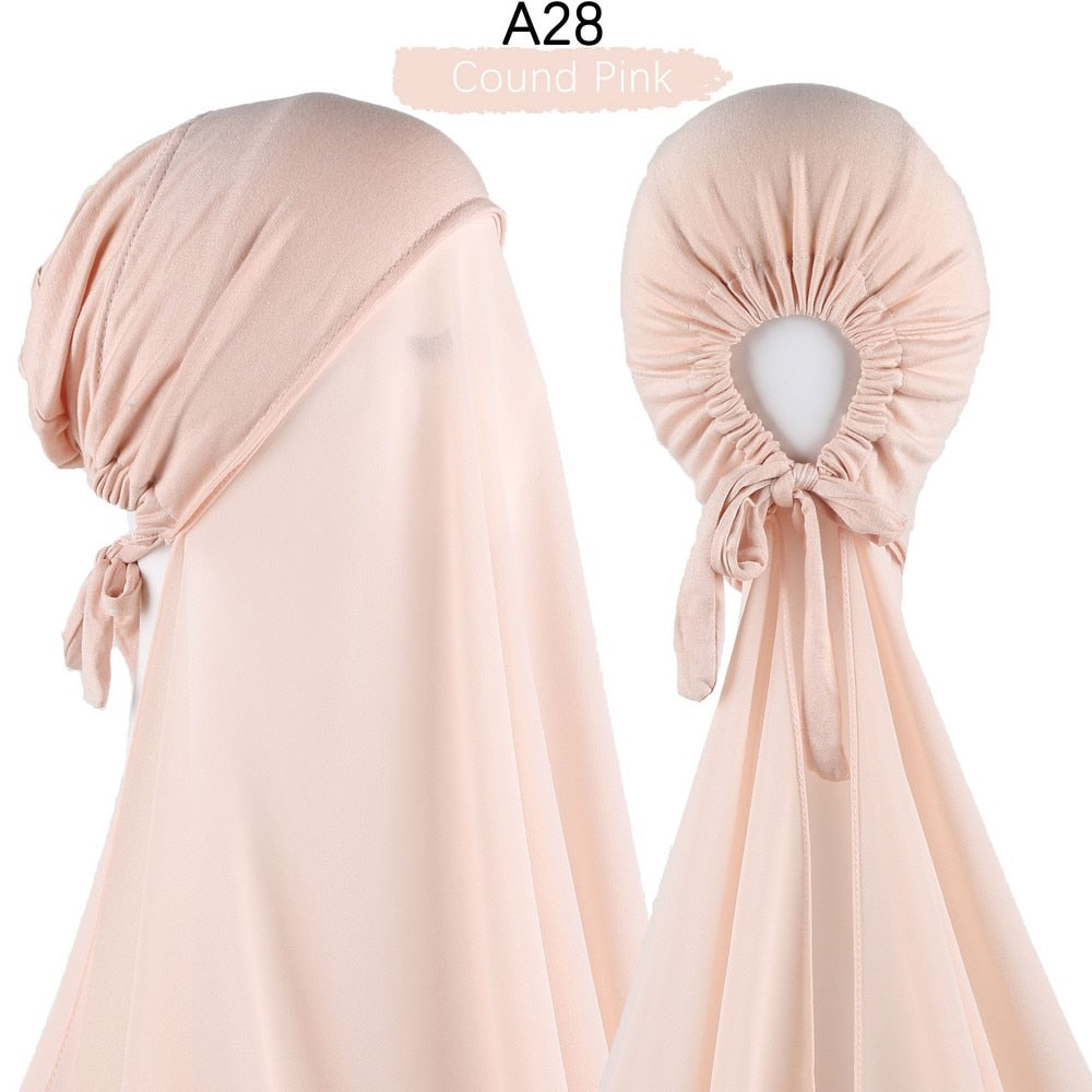 Chiffon Hijab With Cap scarf