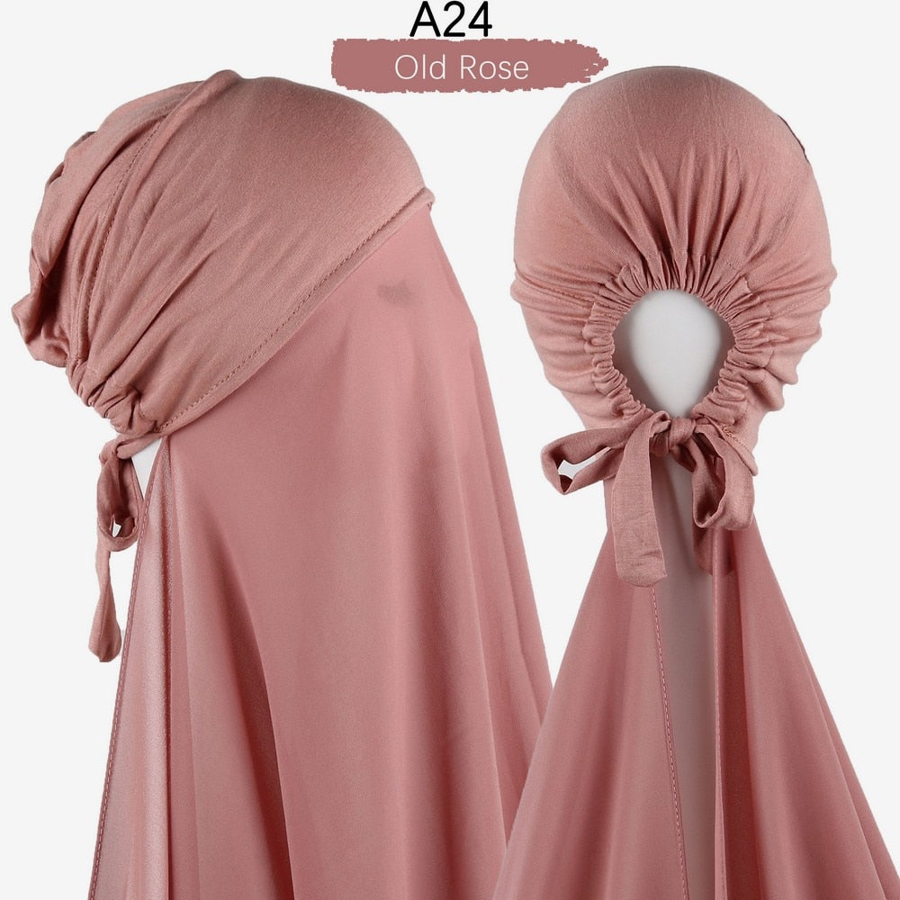 Chiffon Hijab With Cap scarf