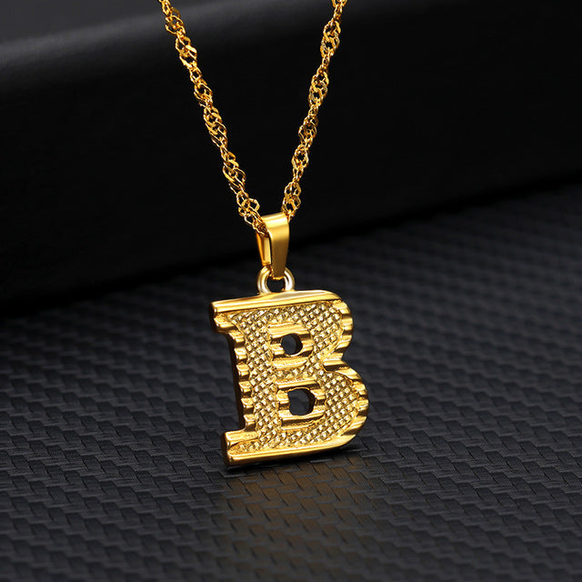 Gold Initial Letter Necklace