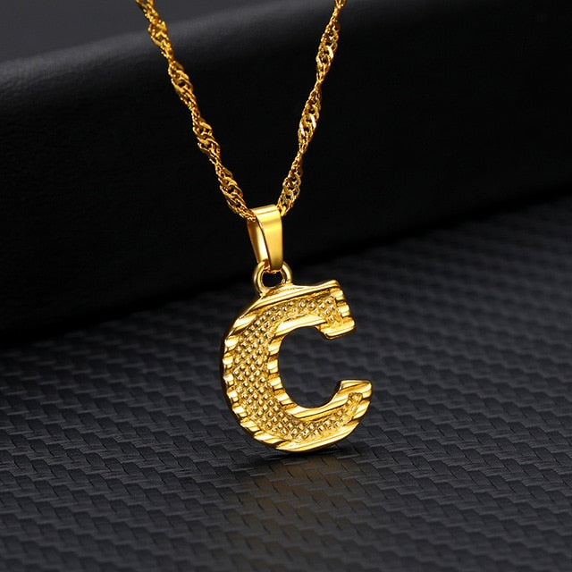 Gold Initial Letter Necklace