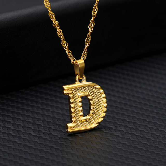 Gold Initial Letter Necklace