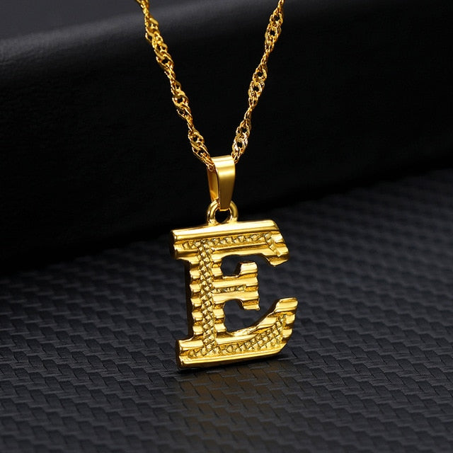 Gold Initial Letter Necklace