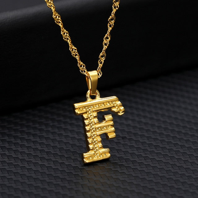 Gold Initial Letter Necklace