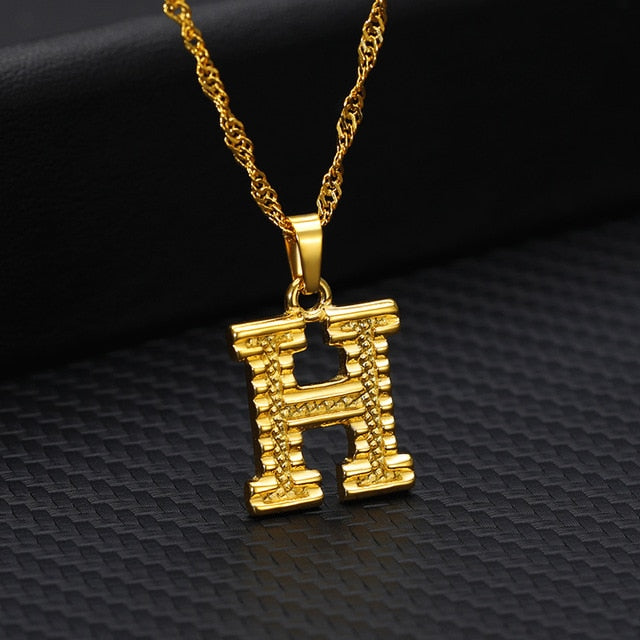 Gold Initial Letter Necklace