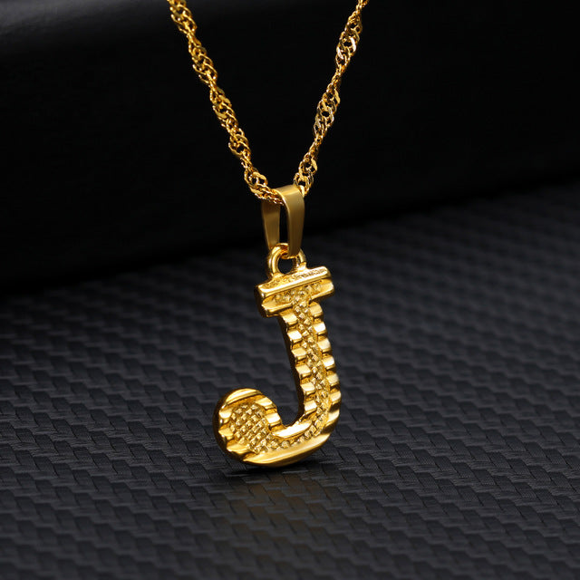 Gold Initial Letter Necklace