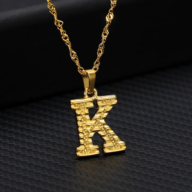 Gold Initial Letter Necklace