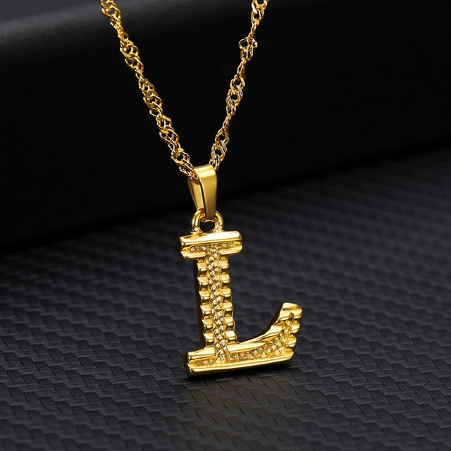 Gold Initial Letter Necklace