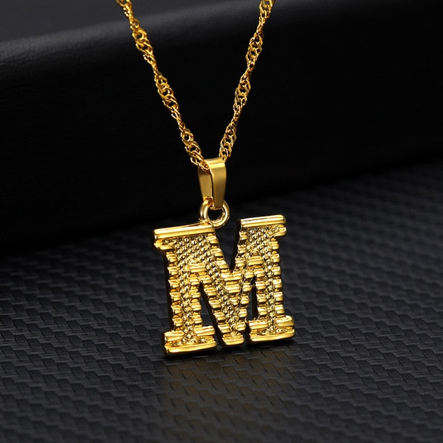 Gold Initial Letter Necklace