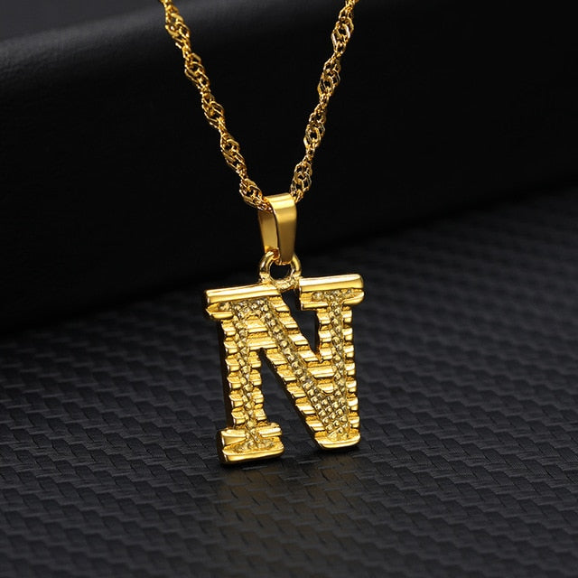 Gold Initial Letter Necklace