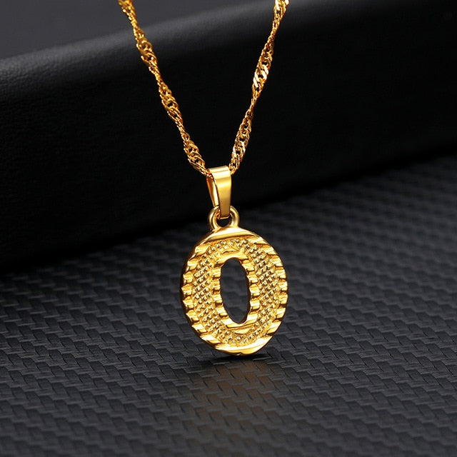 Gold Initial Letter Necklace