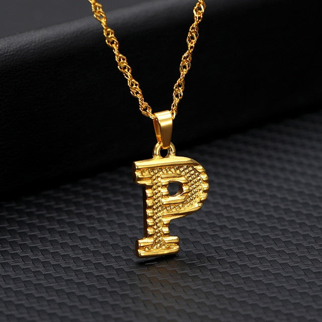 Gold Initial Letter Necklace