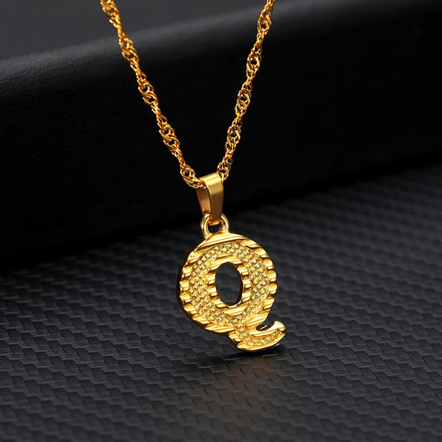 Gold Initial Letter Necklace