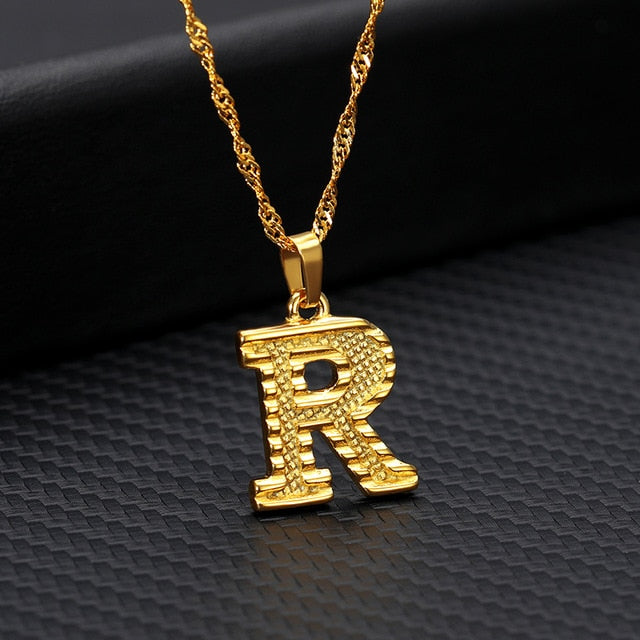 Gold Initial Letter Necklace