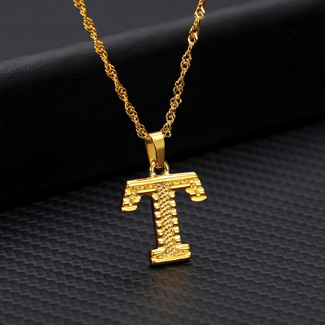 Gold Initial Letter Necklace