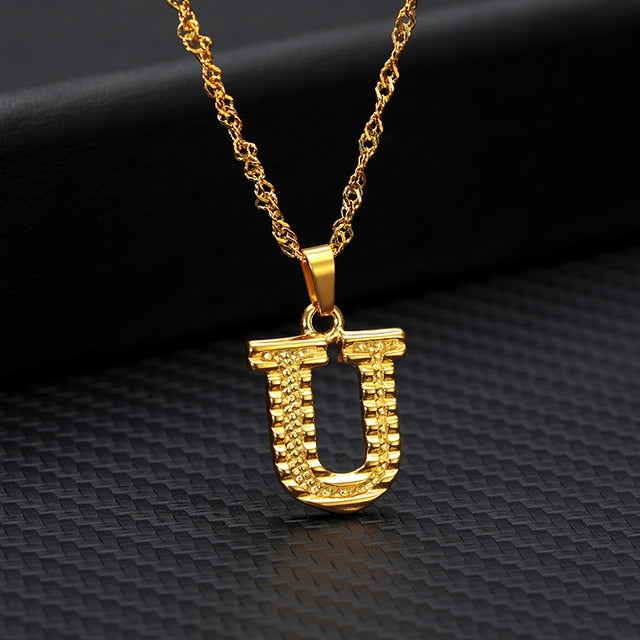 Gold Initial Letter Necklace