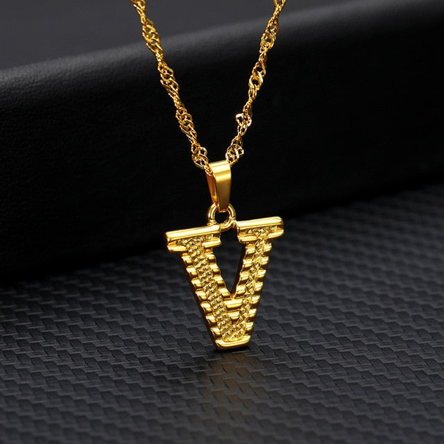 Gold Initial Letter Necklace