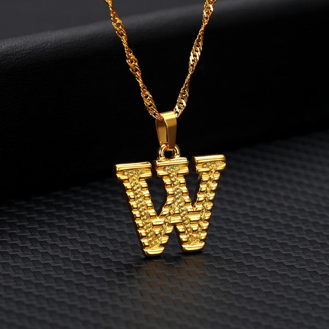 Gold Initial Letter Necklace